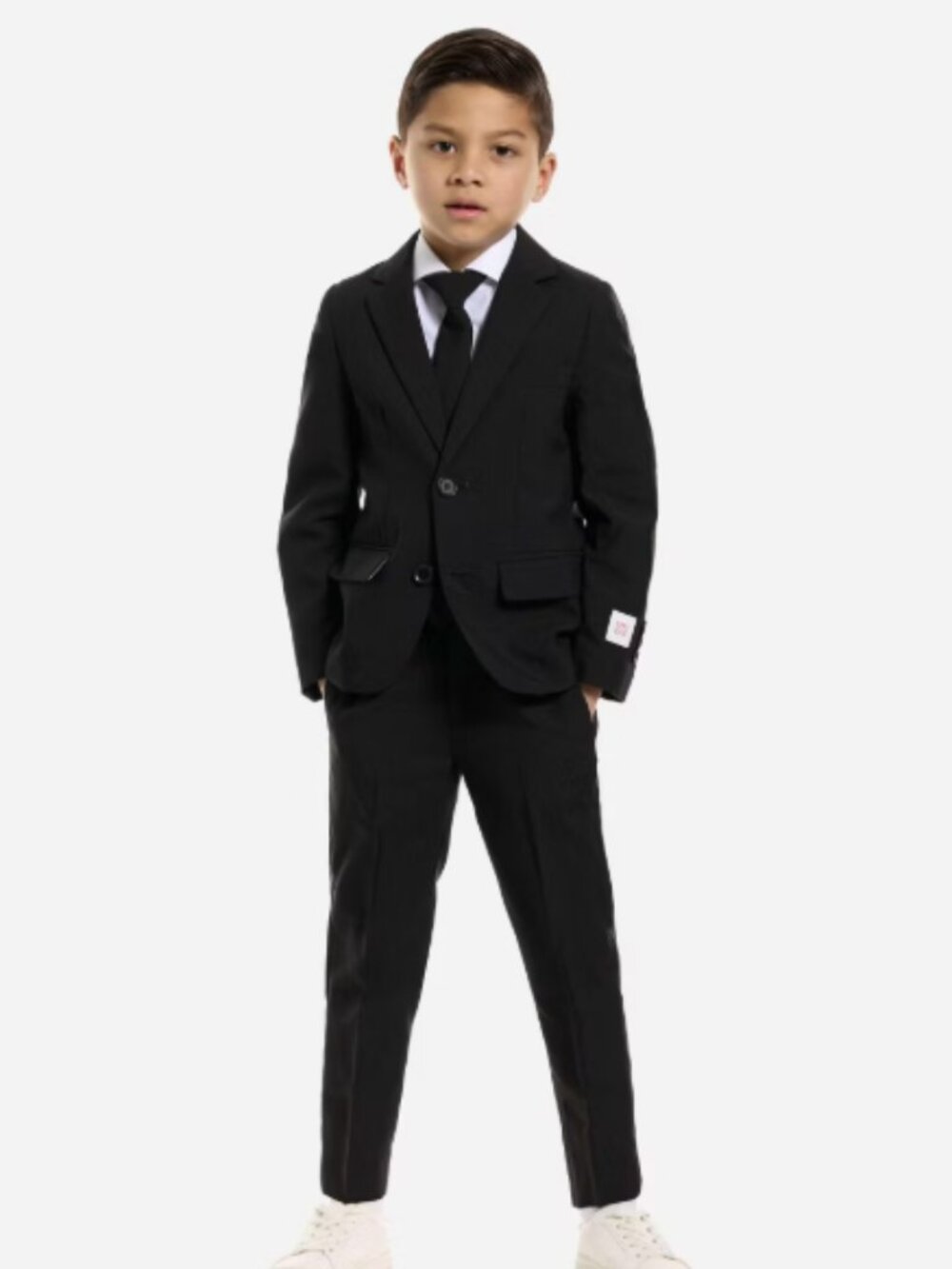 OppoSuits Black Knight Boys White 3-Piece Suit Set 10Y Jacket Pants Tie